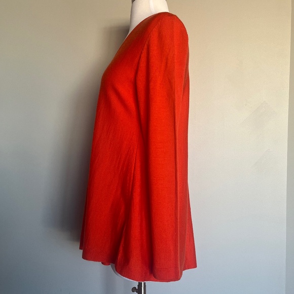 COS Red Orange Asymmetrical Hem Casual Flowing  Sweater Tunic Dress 100% wool - Picture 10 of 16